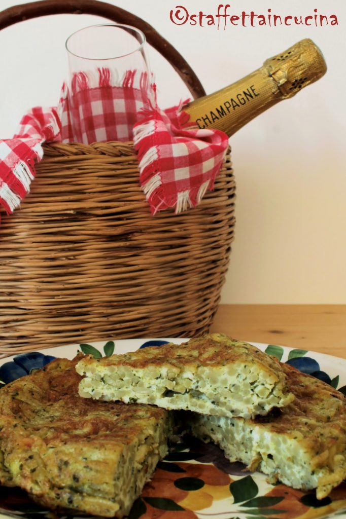 frittata di spaghetti al pesto