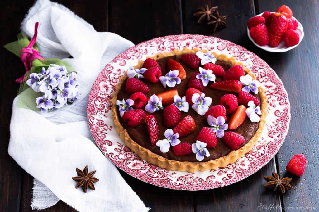 crostata cioccolato e lamponi di Ottolenghi