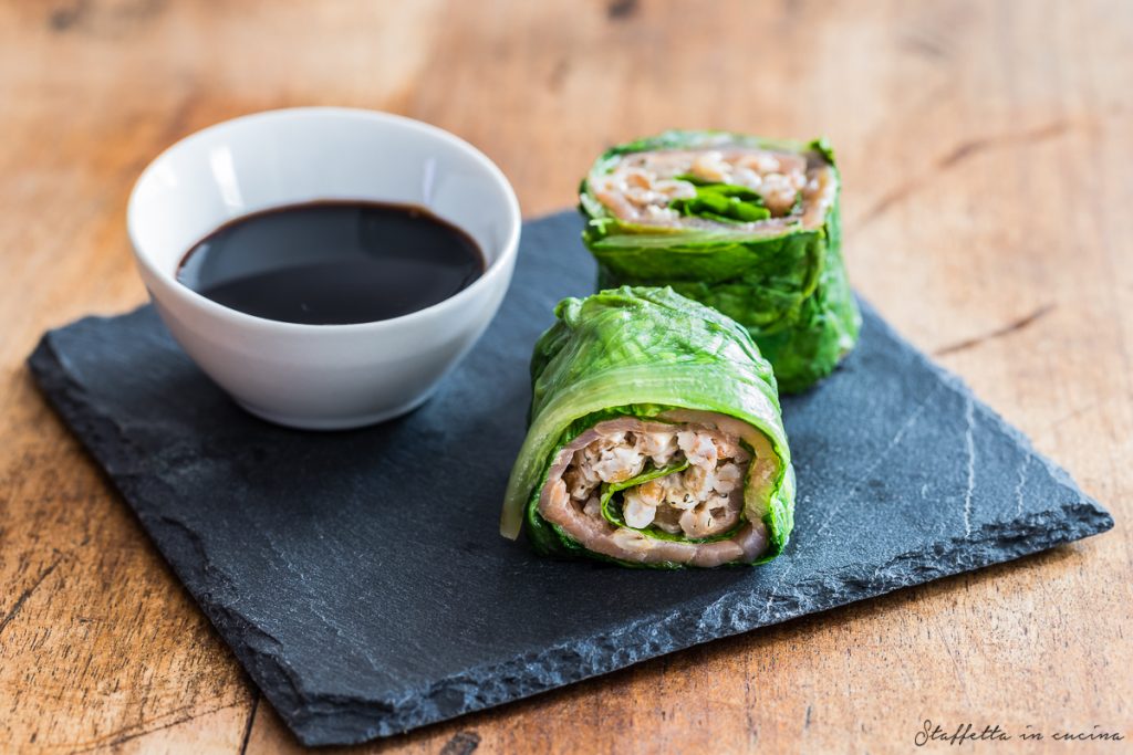 rotolini di salmone e lattuga