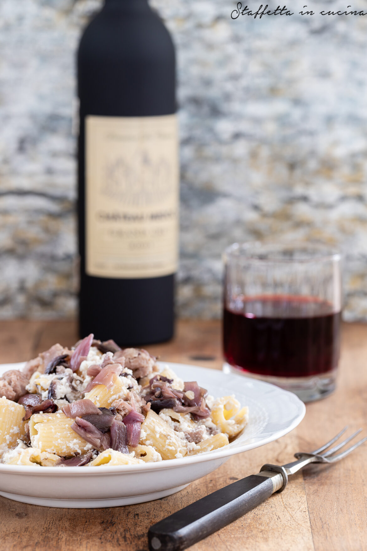 Pasta radicchio e salsiccia